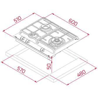 ENCIM. TEKA CRISTAL GAS GZC63310XBN 3F NAT 70022