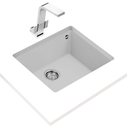Fregadero TEKA SQUARE 50.40 TG - 60 cm, Bajo encimera, Granito, Blanco