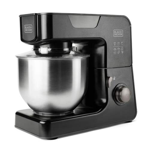 Robot Cocina Black&Decker BXKM1000E - 1000 W, 5,2 L, 8 velocidades, Turbo, 3 ganchos, Inox