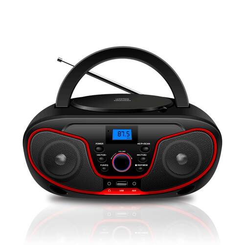 Radio CD Daewoo DW3013 - Bluetooth, Radio FM, CD, USB, 4 W, Pantalla LCD, Jack 3.5 mm, Rojo