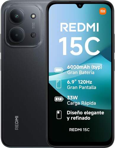 Xiaomi Redmi 15C 5G 4/256 GB Negro - 6,9", NFC, admite MicroSD, Triple cámara 50 MP, 6000mAh