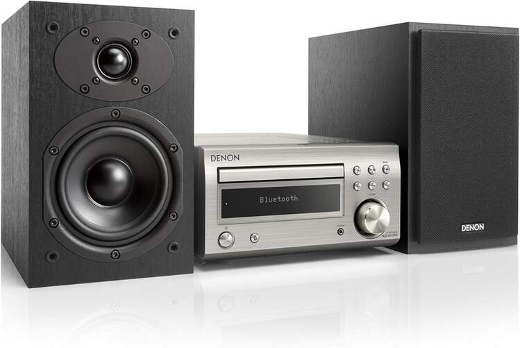 Cadena de Música Denon D-M41 Silver - 60W 2ch, HiFi, CD-RW y Bluetooth, Mando, Radio AM/FM