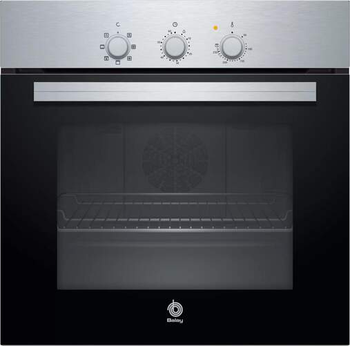 Horno Balay 3HB2010X0 - Clase A, 5 Funciones, 66 litros, 60cm, puerta abatible, Cristal Negro e Inox