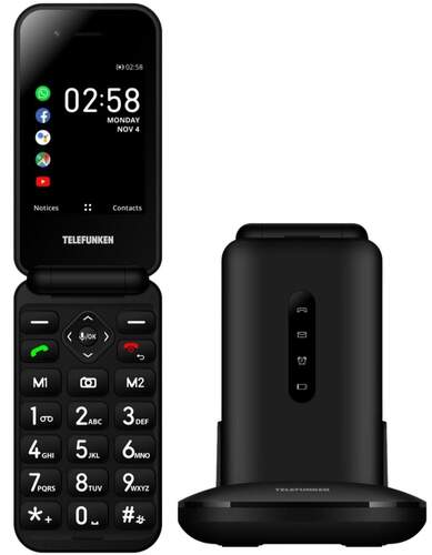 Seniorphone Telefunken S740 - Negro, Wifi, Bluetooth, 4G, Botón SOS, Manos Libres