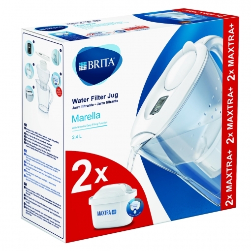 Jarra Agua Brita Marella Blanca - Incluye 2 Filtros Maxtra,