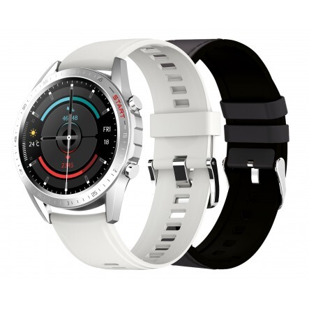 Smartwatch DCU Elegance - Dos correas, blanca + piel negra