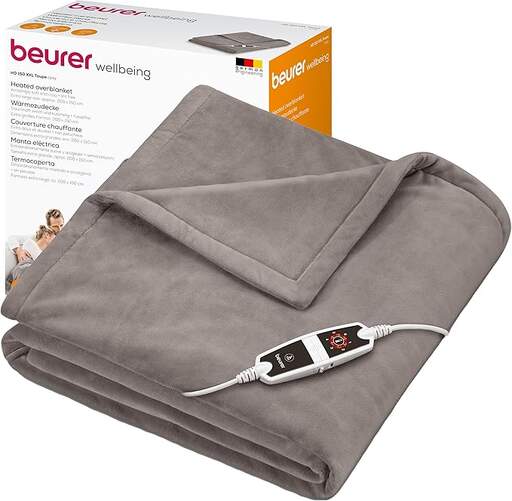 Manta El&eacute;ctrica Beurer HD150 XXL Taupe - 150x130 cm, 150 W, 6 Potencias, Lavable