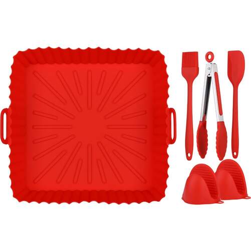 Base de silicona Air Fryer NK-HO330024 - Incluye accesorios, Silicona, Rojo
