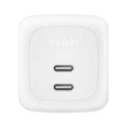 Cargador Belkin 2 USB-C de 65 W GaN - Carga r&aacute;pida, compatibilidad universal, blanco