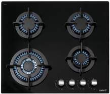 Placa Gas Natural Cata CCI 6031 BK - 4 Fuegos (1 Doble anillo), CristalGas, Gas Natural