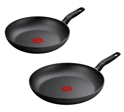 Lote de Sartenes Tefal Dark Essential - 24 y 26 cm, Aluminio 100% reciclado, apto Inducci&oacute;n