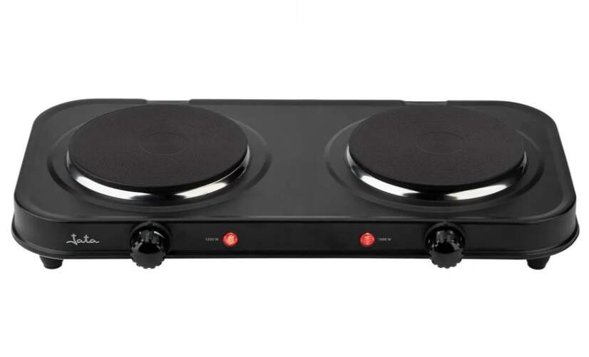 Hornillo Jata JECE1252 - 2 Zonas, 2000 W, Negro