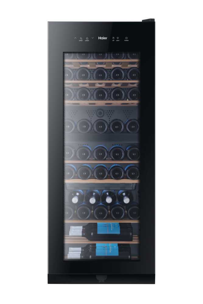 Haier Wine Bank 50 series 3 ws53gda vinoteca de 53 botellas 2 zonas independientes estantes madera filtro antiuv carbóniluminación led silenciosa 40 dba 127x50cm