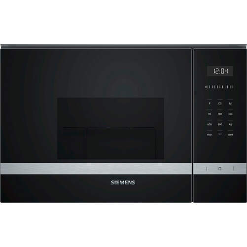 Microondas Integrable Siemens BE525LMS0 - 800W + Grill, 20 Litros, 8 Programas, 6 Potencias, Negro