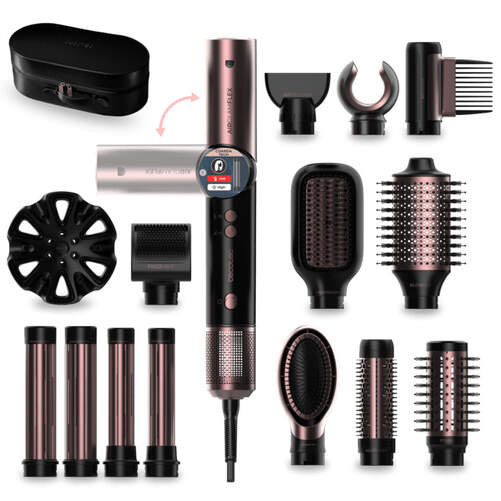 Cepillo Moldeador Cecotec AirGlisse 14in1 Flex Black - 14 accesorios, Funci&oacute;n flex, Con pantalla