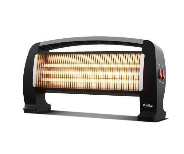 Estufa Infrarrojos Artica AI1200 - 1200 W, Cuarzo, Anti-vuelco, Negro