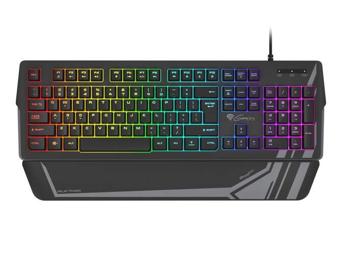 Teclado Génesis Rhod 500 - Luces RGB, tecla FN, teclado numérico, teclado de membrana, cable 1,8m