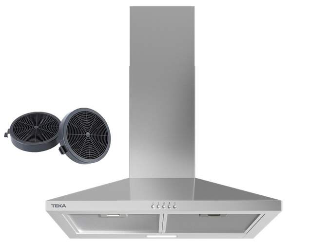 Campana extractora Teka DBB74140 - 70cm, Dise&ntilde;o piramidal, 400 m3/h, 3 velocidades, 67 dB, Inox