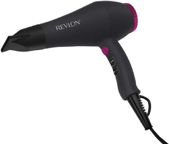 Secador Revlon RVDR5251E - Motor AC, 2000W, 2 niveles potencia y temperatura, Negro y morado