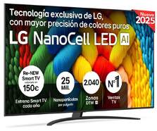 TV LG 86" DLED 86NANO81A6A - 4K Ultra HD, NanoCell Alfa7, Web OS 25, 20 W RMS, HDR10 Pro