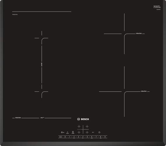 Placa Inducción Bosch PVS651FC5E - 4 Zonas, 60cm, CombiZone, PerfectFry, DirectSelect, 17 Potencias
