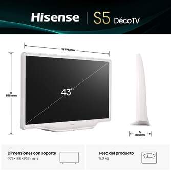 TV HISENSE 43%%%quot; 43S5Q UHD QLED SMART TV DECO