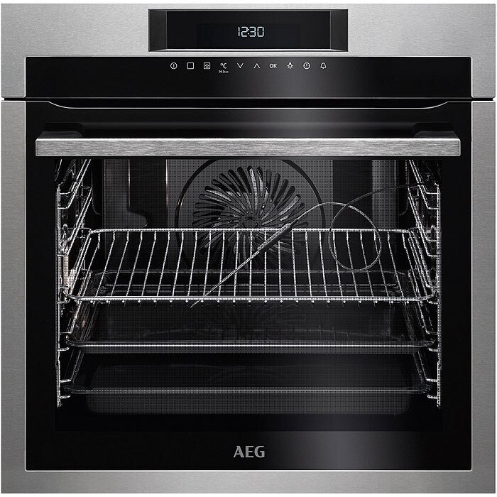 Horno Aeg Bpe642120m grill sonda interna con limpieza 10 funciones uniforme ventilador xxl pantalla lcd antihuellas bandeja 72 litros 3000w inoxidable 71 sensecook