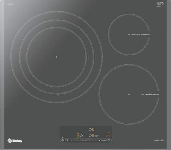 Placa Inducción Balay 3EB967AU - 3 Zonas (1 Gigante 32cm), 17 Niveles, Función Sprint, Color Gris