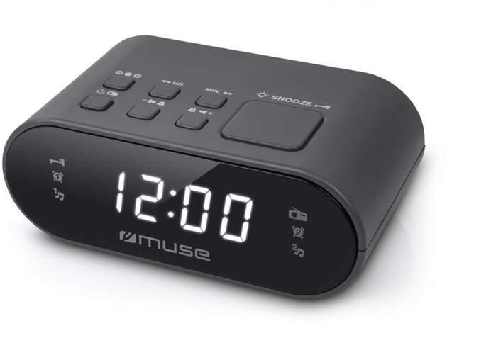 Radio Reloj Muse M-10 - Analógico, Sobremesa, Cristal, FM, Negro
