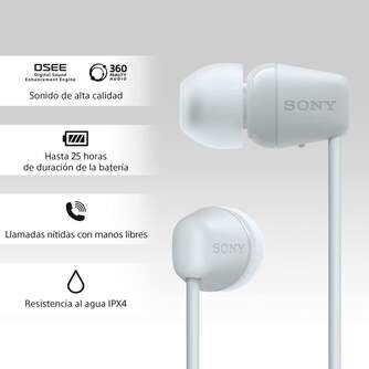 AURICULARES SONY WIC100W WHITE BLUETOOTH