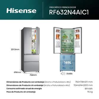 FRI. HISENSE RF632N4AIC1 201x70 NF INOX DSP METALT