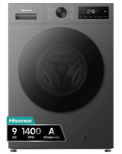 Lavadora Hisense WF1I9042BTP2 - Clase A-20%, 9 kg, 1400 rpm, 19 programas, 72 dB(A)Gris