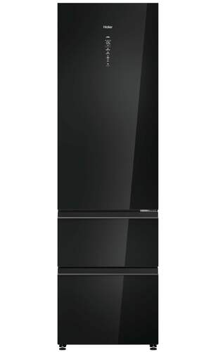 Frigor&iacute;fico Combi Haier HTW7620DNGB - 205 x 60 cm, Clase D, 414 litros, 3 puertas, No Frost, Negro