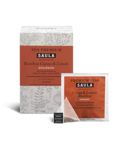 Estuche Saula Rooibos Cacao y Limón - 20 Unidades, Ecológico