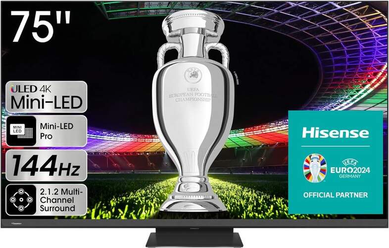 TV 75" MiniLED Hisense 75U8KQ - 4K 120Hz, FALD, HDR10+, Dolby Vision/Atmos 2.1.2ch 50W, HDMI 2.1