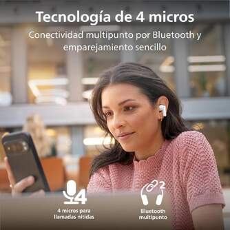 AURICULARES PHILIPS TAT2200WT/00 TWS ANC 36H BL