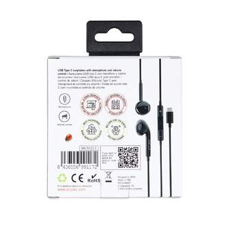 AURICULARES DCU USB TIPO C STEREO NEGROS