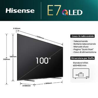 TV HISENSE 100%%%quot; 100E7NQ UHD QLED SMART TV 120HZ