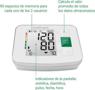TENSIOMETRO MEDISANA BRAZO BU512 2X90MEM. ARRITMIAS