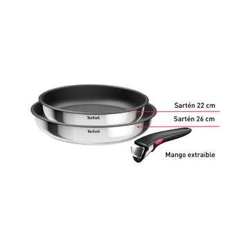 LOTE SARTENES TEFAL L8813S75 INGENIO 22/26CM MANGO