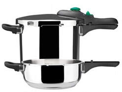 Olla a Presi&oacute;n R&aacute;pida Megafesa Dynamic - 3+6 L, Negro, Inox