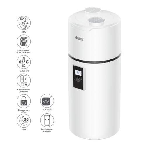 Aerotermia Haier HP110M89 - Clase A+, 102 L, 375 m3/h, Blanco