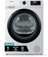 Secadora Hisense DHQE900YWDC - 9 kg, Clase D, Anti-arrugas, tambor 110L, Blanca