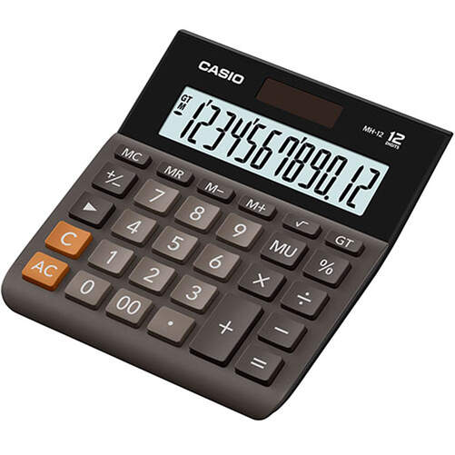 Calculadora Casio MR-12 Negra - 12+12 dígitos, pantalla LCD, batería + solar
