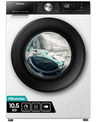 Lavadora Hisense WF3S1043BW3 - 10,5 kg, 1400 rpm, Blanco, Wi-Fi, Clase A, 19 programas