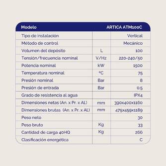 TERMO ARTICA ATM100C 100L CLASE C