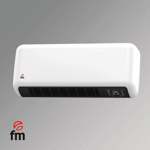 Calefactor de pared FM TS-20 - 1100/2000W, Mando a distancia, Temporizador, Termostato Frío/Calor