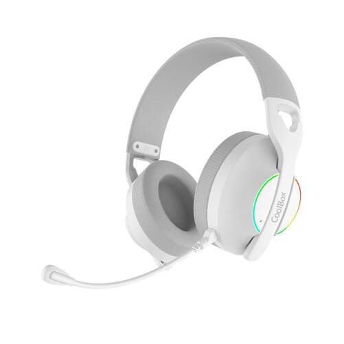 Auriculares Coolbox WB01-W - 20-20000 Hz, Bluetooth 5.4, luces RGB, con micr&oacute;fono, blanco