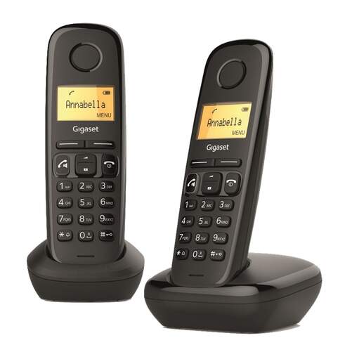 Tel&eacute;fono de sobremesa Gigaset A270 Duo Negro - Pantalla 1,5" con luz &Aacute;mbar, remarcado, conferencia