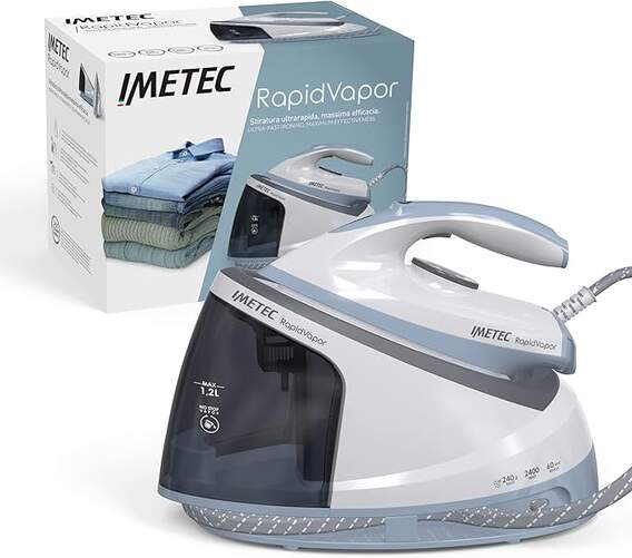 Centro de planchado Imetec - Cerámico, 2400 W, Rápido, Vapor Continuo, Antical